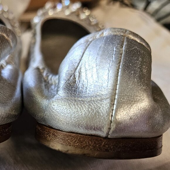 Miu Miu silver ballet flat prism crystal embellished, elastic heel Italy sz 38.5 - Picture 8 of 14